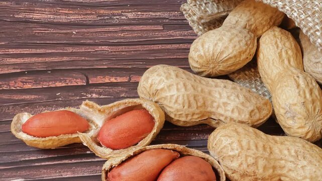 peanuts on a wooden background