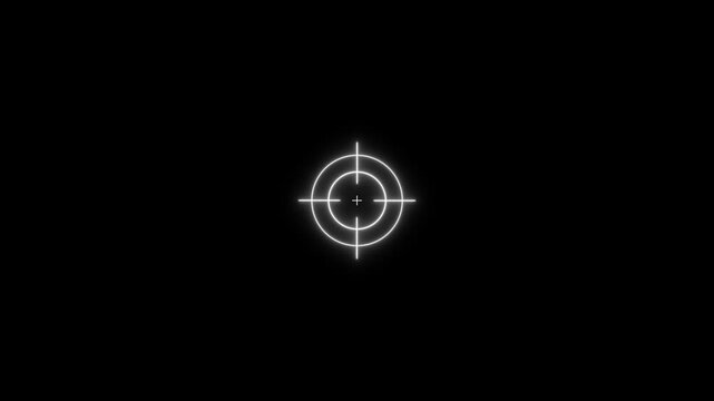 Glowing neon light target icon animation. Military training, Military target icon animation on a black background.  4k video
