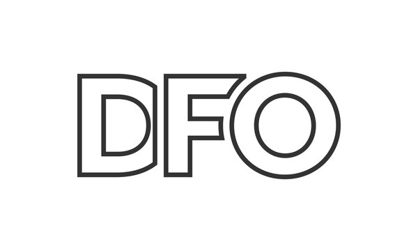 DFO logo design template with strong and modern bold text. Initial based vector logotype featuring simple and minimal typography. Trendy company identity.