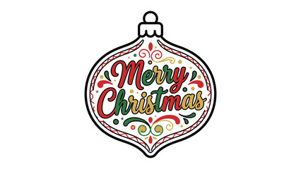 Fototapeta premium Ornamental Merry Christmas Greeting: A festive Christmas ornament with the words Merry Christmas in a decorative font, surrounded by colorful patterns and festive elements.