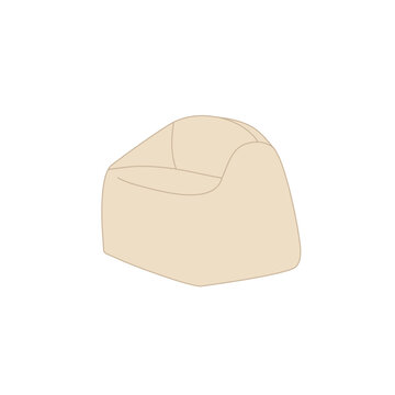 Minimalist Beige Bean Bag Chair Flat Vector Illustration for Comfortable Interior Decor