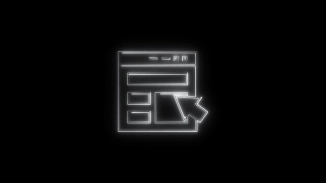 Neon website browser animation with clicking cursor