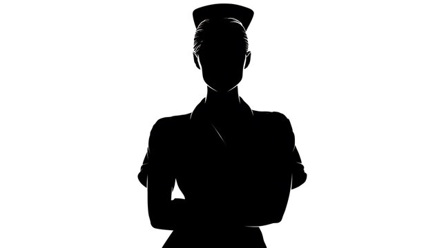 Silhouette of a nurse with arms crossed, representing dedication and care. This image evokes a sense of professionalism and trustworthiness