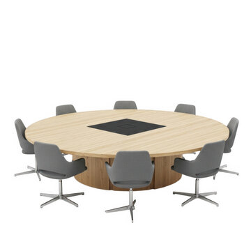 Modern round conference table with chairs