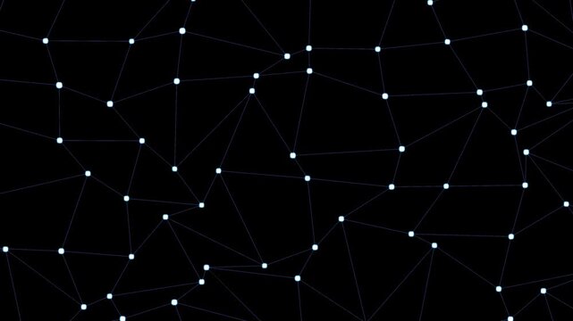 Abstract network connection graphic with glowing nodes on a dark background, animated vector nodes connected the constellation of the stars, light connections, 3d Technology background.4k