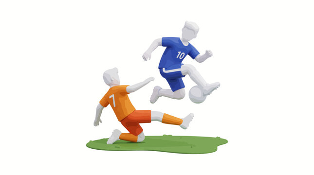 Dynamic 3D Football Action for Engaging Marketing Background, Perfect as a Versatile Vector Design Element or a Distinctive Logo Component