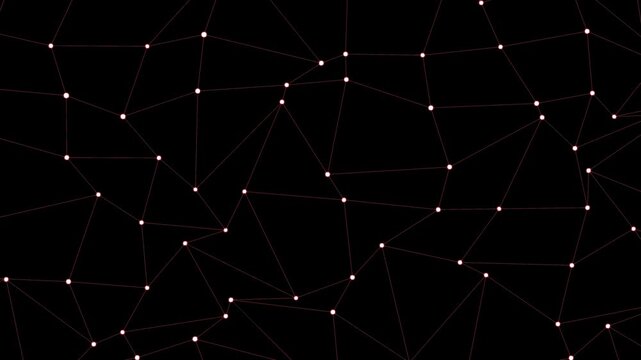 Abstract network connection graphic with glowing nodes on a dark background, animated vector nodes connected the constellation of the stars, dots and lines Data Communication,Technology background.4k