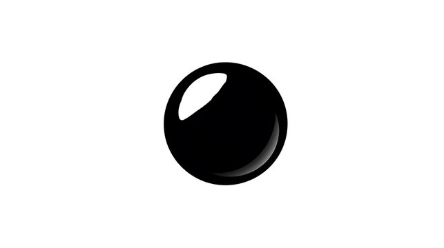 A glossy black sphere on a white background
