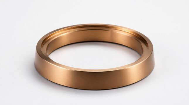 Brushed bronze metal ring component isolated on white background