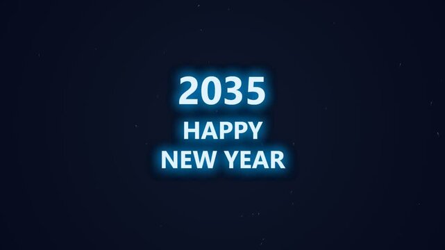 2035 happy new year neon glowing blue text sign