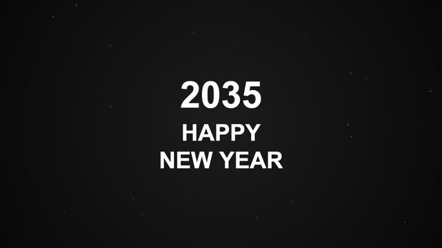 2035 happy new year greeting text motion graphic
