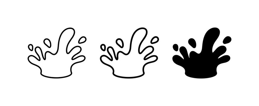 70 Water Splash Icons, Liquid Droplet Vector Art, Fluid Burst Graphics, Three Styles: Outline, Filled, and Solid Black 100