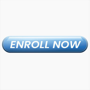 Enroll Now Blue Glossy Rounded Web Button Vector Illustration for Website Registration, Online Courses, and Call to Action