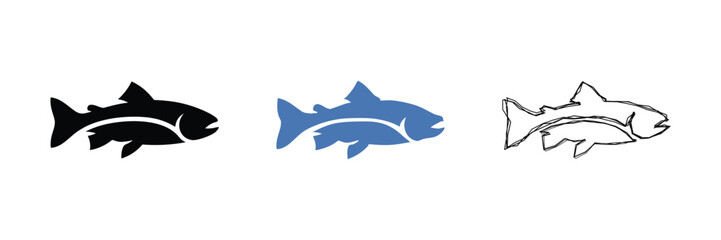 Fototapeta premium A collection of three distinct fish illustrations, showcasing different artistic styles for versatile design applications