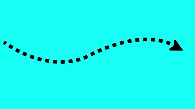 minimalist dotted line arrow animation moving left on transparent cyan background
wavy path navigation direction concept 4k motion graphic