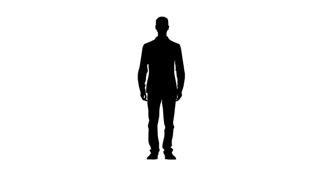 Silhouette of a man in a suit standing and facing forward