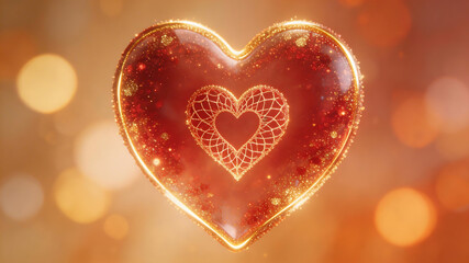 Fototapeta premium Heart shape with golden sparkles