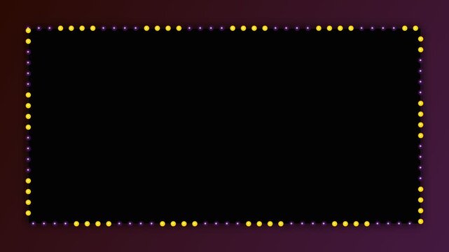 Glowing neon light frame with yellow dot border