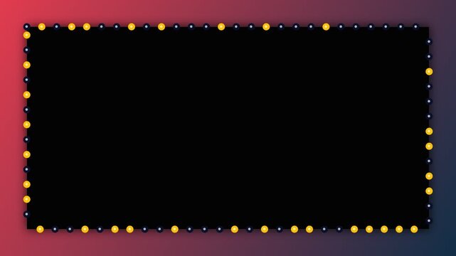 Glowing neon light frame with yellow dot border
