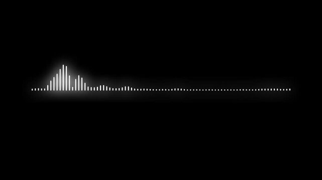 Glowing audio spectrum sound wave animation for dj music track visualizer dynamic equalizer line bar beat display modern digital radio studio podcast, background video loop. black screen 4k