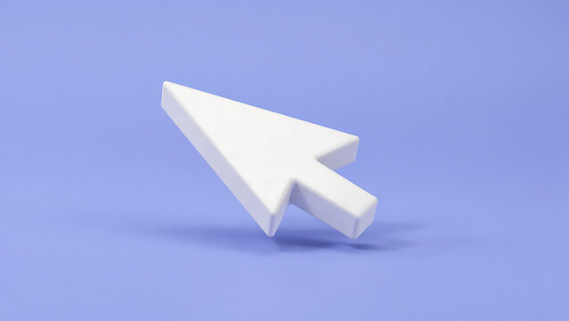 Minimalist white computer mouse cursor arrow pointer icon with interface
