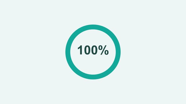 animated circular ring progress gauge reaching completion, teal color scheme