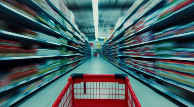 Speeding Shopping Cart in Grocery Store