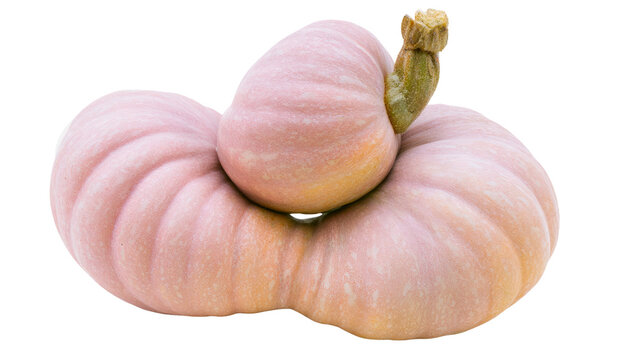 Fresh light pink pumpkin isolated on transparent background for png digital design projects