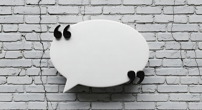 Empty speech bubble on brick wall background.