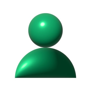 Green User Profile Representative Glossy Three Dimensional Interface Icon