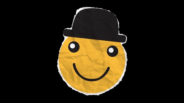 Face with Hat Paper Emoji with Alpha chann