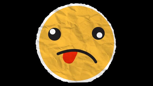 Face with Tongue Paper Emoji with Alpha channel