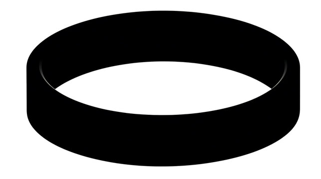 A simple black ring, a smooth cylindrical torus, isolated against a white background