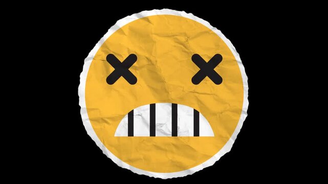 Face with X Eyes Paper Emoji with Alpha channel