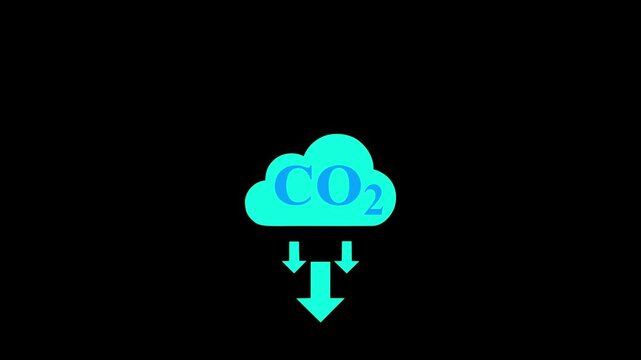 CO2 Emission and Reduction Icon Animation. Of carbon emission Arrow icon drawing on and fading out. Features On White Background. 
