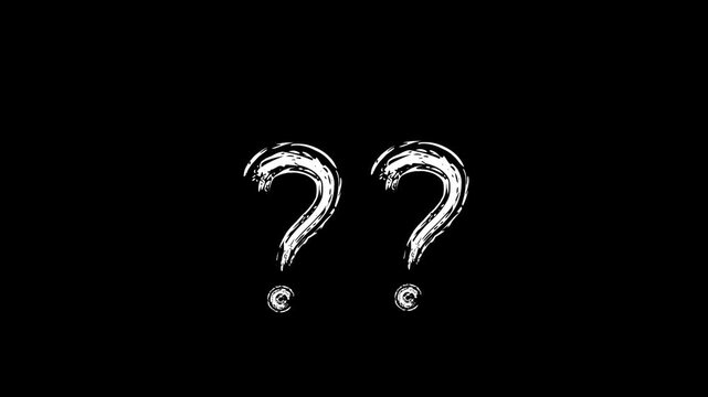 Animated Question Mark Icon on RGB Alpha Black Background FAQ and Help Concept Motion Graphics