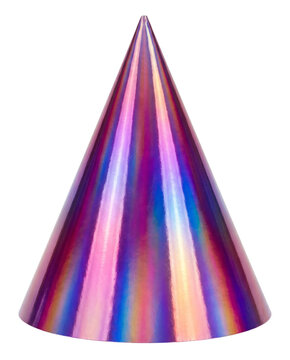 Iridescent Metallic Party Hat with Vibrant Holographic Colors