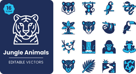 Fototapeta premium Premium high-quality vector collection of jungle animals and tropical nature elements for professional digital design and creative projects