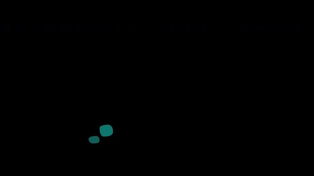 Abstract Organic Liquid Pod Viscous Elastomer Tear Lower Third 4K Alpha Channel Motion Graphic, Teal Floating Particle Bead Overlay