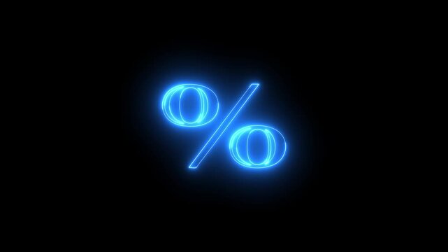 neon simple percent icon animation video