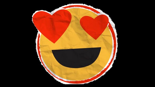 Heart red face back Paper Emoji with Alpha channe