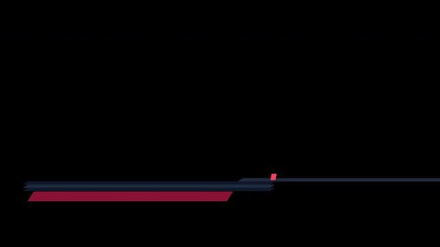 Abstract 5 Slanted Parallelogram Slit Scan Cascade Lower Third 4K Alpha Channel Motion Graphic, Rose Red Accent Corner Cap Overlay
