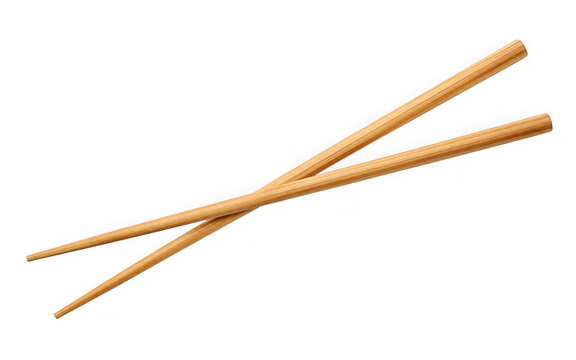 wooden chopsticks isolated on white background