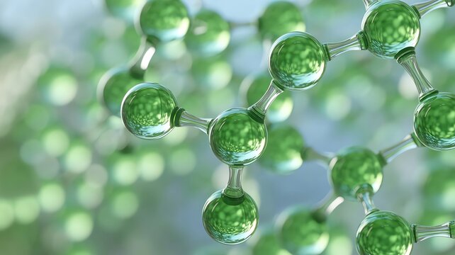 Abstract green molecular structure for science technology medical research biotechnology and chemical engineering laboratory 3D