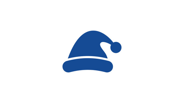 Blue santa claus hat silhouette winter holiday