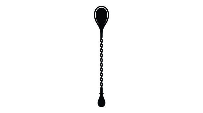 Twisted Cocktail Spoon Silhouette Against White Background
