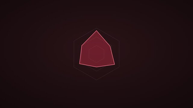 data analytics concept with an animated radar spider chart, crimson red color scheme