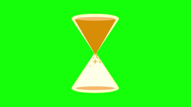 Hourglass animation on green screen. Sand timer icon for time management and countdown.