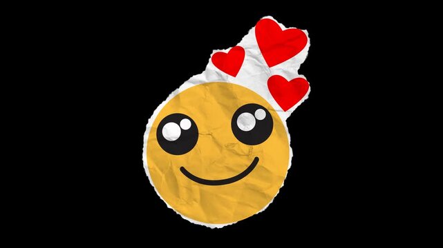 Loving Smile Paper Emoji with Alpha channel