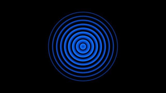 Abstract background. Digital radio waves white circle diffusion animation on black background. 4k video